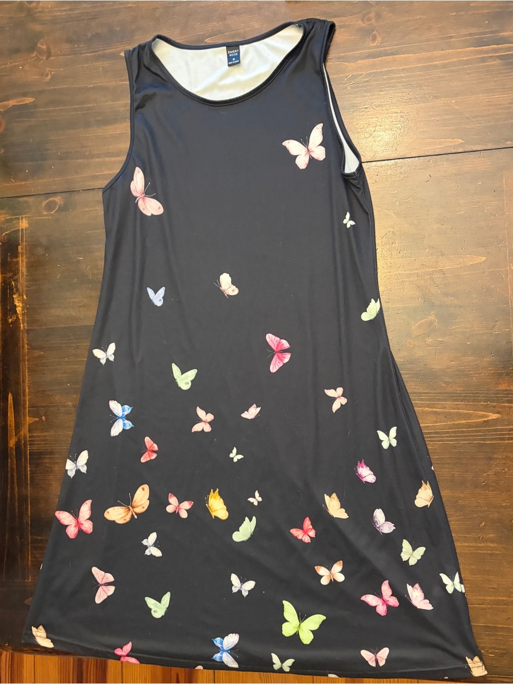 Emery Rose Women’s Navy Blue Butterfly Print Sleeveless Dress